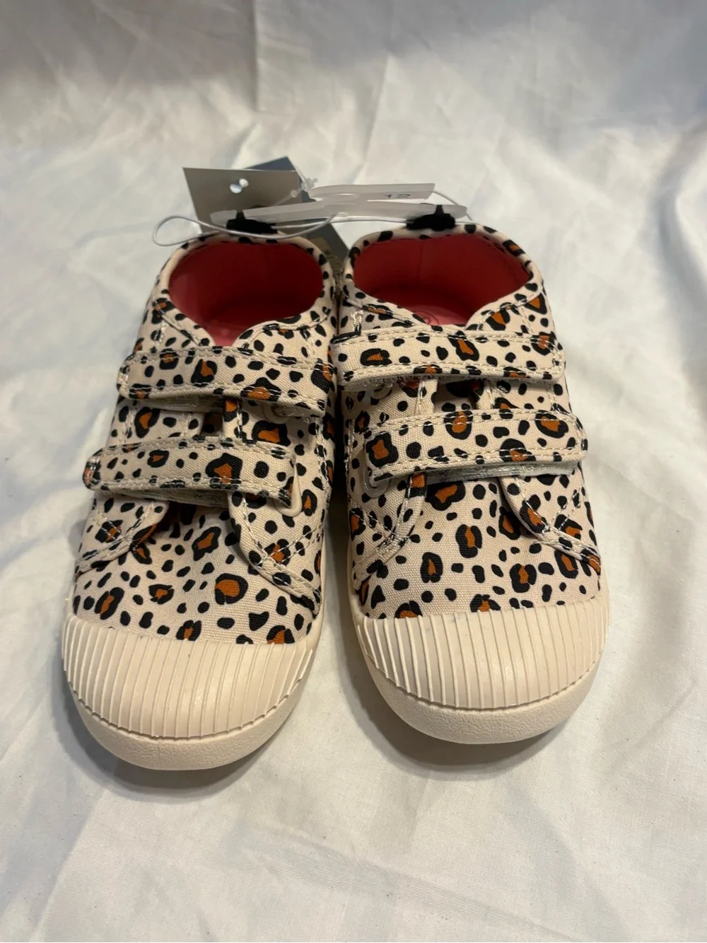 Kids Leopard Print Velcro Sneakers - Beige/Tan